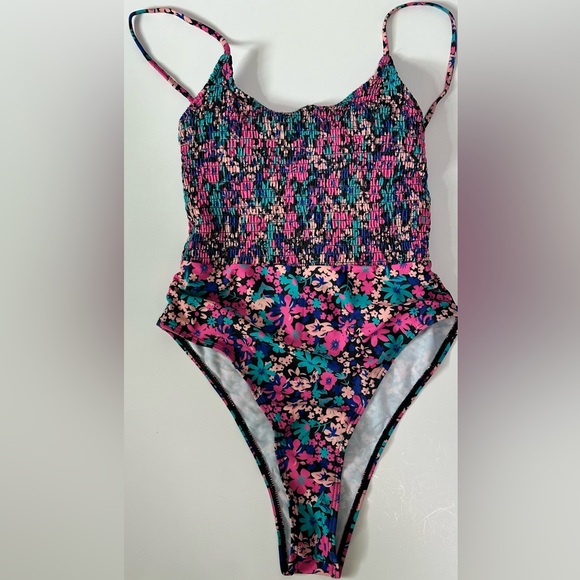 SHEIN Other - SHEIN One-Piece Swimsuit – Smocked Top & Floral Print – Size M